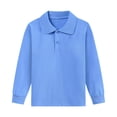 thumbnail image 1 of yardsong Boys Girls Long Sleeve Shirts Kids School Uniform Golf Shirts Solid Color Polo T-Shirts Comfort Button Collared Tops Blouse Yellow,12 Years, 1 of 4