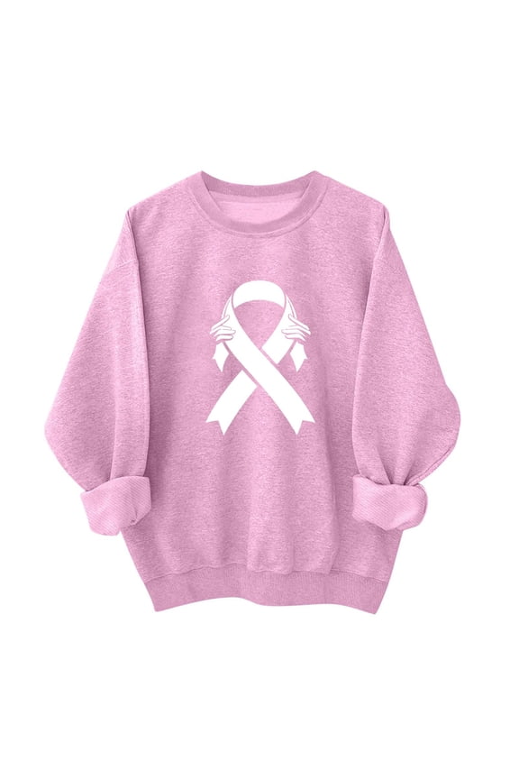 Breast Cancer Womens Shirt Awareness Sweatshirts Funny Long Sleeve Survivor Shirt Pink Ribbon Graphic Support Tops Pink,M