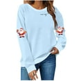 thumbnail image 1 of yardsong Christmas Sweatshirts for Women 2025 Santa Claus Print Sweatshirt Lightweight Holiday Party Graphic Crewneck Pullover Tops Light Blue,XL, 1 of 6