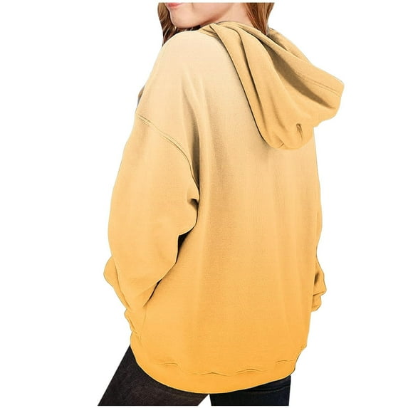yardsong Cute Hoodies for Teen Girls Gradient Clothes Trendy Oversized Preppy Long Sleeve Hooded Sweatshirts Casual Pullover Tops 2025 Orange,3 Years
