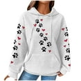 thumbnail image 1 of yardsong Dog Mom Sweatshirts Women Love Heart Dog Paw Print Waffle Knit Hoodie Drawstring Long Sleeve Pullover with Pockets White,S, 1 of 5