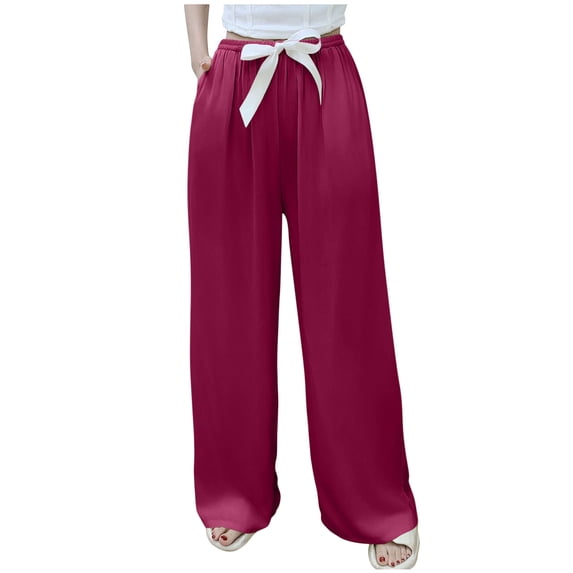 yardsong Floral Pajama Pants Women Cute Sleep Lounge Trouser Elastic Waist Sleepwear Bottoms Lightweight Wide Leg Long Pj Pant 2026 Red,Free Size