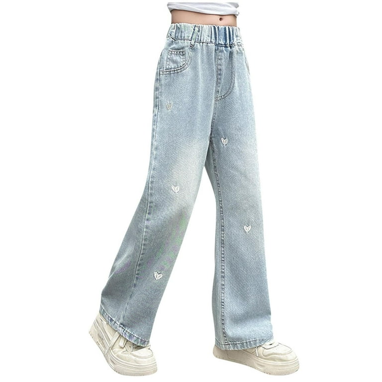 Straight Leg Denim Jeggings With Elasticated Waist Straight Leg