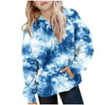 thumbnail image 1 of yardsong Girls Hoodie Graphic Lightweight Oversized Tie Dye Print Sweatshirt with Pockets Loose Fit Comfort Cute Hoodies Y2K Fall Clothes Dark Blue,9 Years, 1 of 6