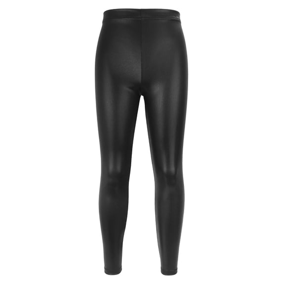 yardsong Girls Metallic Yoga Dance Leggings Sparkly Stretch Breathable Running Workout Tights for Teen School Performances Costume Black,12-13 Years