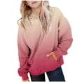thumbnail image 1 of yardsong Girls Oversized Hoodies Gradient Pattern 2025 Trendy Cute Back to School Pullover Tops Long Sleeve Casual Hooded Sweatshirt Wine,9 Years, 1 of 9