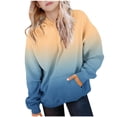 thumbnail image 1 of yardsong Girls Oversized Hoodies Gradient Pattern 2025 Trendy Cute Back to School Pullover Tops Long Sleeve Casual Hooded Sweatshirt Yellow,13 Years, 1 of 9