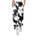 thumbnail image 1 of yardsong Girls Tie Dye Sweatpants Cinch Bottom Joggers Baggy Athletic Pants High Waisted Sports Workout Sweat Pant Trousers with Pocket Black,13 Years, 1 of 8