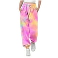 thumbnail image 1 of yardsong Girls Tie Dye Sweatpants Cinch Bottom Joggers Baggy Athletic Pants High Waisted Sports Workout Sweat Pant Trousers with Pocket Pink,13 Years, 1 of 8