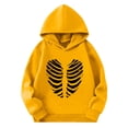 thumbnail image 1 of yardsong Halloween Cute Hoodies for Teen Girls Skeleton Print Long Sleeve Soft Graphic Hooded Sweatshirts Pullover Fall Winter Hoodie Yellow,11 Years, 1 of 7