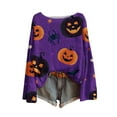 thumbnail image 1 of yardsong Halloween Sweaters for Women Boho Vintage Spooky Season Ghost Sweatshirt Graphic Print Long Sleeve Knit Pullover Tops 2025 Purple,XXL, 1 of 3