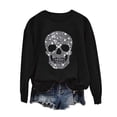 thumbnail image 1 of yardsong Halloween Sweatshirt for Women Long Sleeve Cute Graphic Glitter Tees Crewneck Pullover Tops Skeleton Sequin Shirts Black,S, 1 of 3