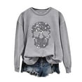 thumbnail image 1 of yardsong Halloween Sweatshirt for Women Long Sleeve Cute Graphic Glitter Tees Crewneck Pullover Tops Skeleton Sequin Shirts Gray,L, 1 of 3