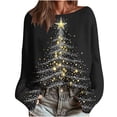 thumbnail image 1 of yardsong Imitation Ugly Holiday Sweater for Women - Boat Neck Christmas Pullover Long Sleeve Xmas Trees Graphic Tops Multicolor,M, 1 of 5