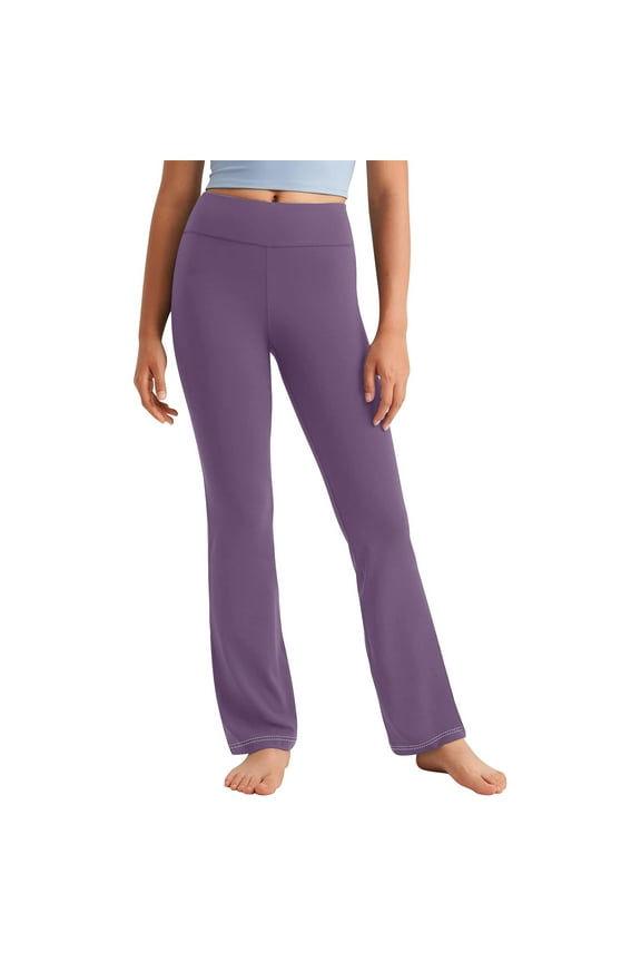 Kids High Waist Bell Bottoms Bootcut Lounge Casual Active Yoga Dance Pants Toddler Girls Yoga Pants Stretch Workout Leggings Purple,3 Years