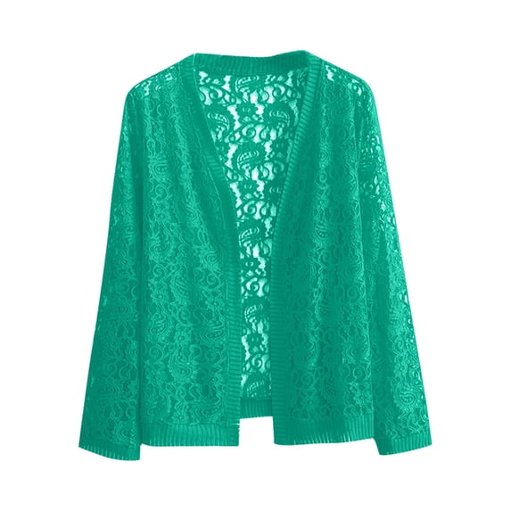 yardsong Lace Cardigans for Women Dressy Casual Elegant 2025 Fall Long Sleeve Open Front Crochet Cardigan Plus Size Shrugs Cardigan Jacket Green,XXXL