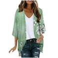 thumbnail image 1 of yardsong Light Kimono for Women Summer Floral Print Puff Sleeve Kimono Cardigan Loose Beach Vacation Cover Up Casual Blouse Tops Green,XL, 1 of 4