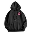 thumbnail image 1 of yardsong Meet Me At The Ocean Hoodies for Women Long Sleeve Hooded Sweatshirts with Pocket Drawstring Letter Print Graphic Pullover Top 2025 Black,XL, 1 of 5