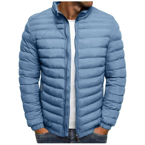 yardsong Men's Lightweight Puffer Jacket Packable Down Coat Stand Collar Quilted Jacket Slim Fit Insulated Jacket Winter Outwear 2025 Light Blue,S