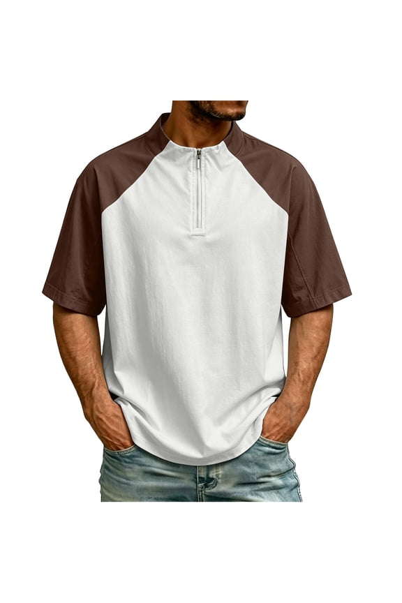 Mens Golf Baseball Pullover Waterproof Workout Cage Jacket Weather Resistant Short Sleeve 1/4 Zip Athletic Shirt 2026 Beige,M