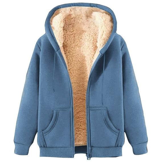 yardsong Mens Zip up Hoodie Warm Sherpa Fleece Lined Winter Jackets Big and Tall Casual Long Sleeve Hooded Drawstring Coats with Pockets Light Blue,L