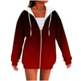 thumbnail image 1 of yardsong Oversized Gradient Zipper Up Hoodie Sweatshirt for Women 2025 Fall Loose Long Sleeve Casual Drawstring Outerwear Jackets Wine,XL, 1 of 5