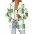 thumbnail image 1 of yardsong Plaid Hoodie Jacket Women Fuzzy Sherpa Fleece Lined Flannel Shirt Jacket Casual Long Sleeve Button Down Shacket Coats Plus Size Green,XXXL, 1 of 9