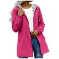 thumbnail image 1 of yardsong Plus Size Rain Jacket Women Waterproof Windbreaker Lightweight Jackets with Pockets Striped Lined Hood Softshell Raincoat Hot Pink,XXXXL, 1 of 8