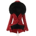 thumbnail image 1 of yardsong Plus Size Women's Winter Coat Faux Fur Lining Jackets Warm Thick Hooded Overcoat Fleece Lined Trench Coat Parkas Outwear Red,XXXL, 1 of 4