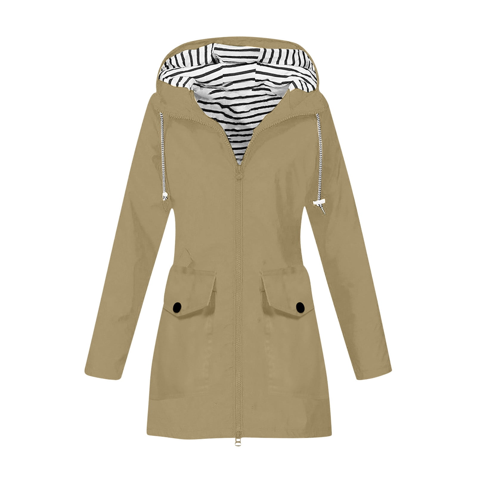 yardsong Rain Jacket for Women Long Waterproof Rain Coats Plus Size ...