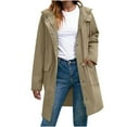 thumbnail image 1 of yardsong Raincoat Women Waterproof Long Hooded Full Zip up Rain Jacket Button Down Trench Coats Windbreaker Travel Jacket 2025 Khaki,L, 1 of 7