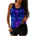 thumbnail image 1 of yardsong Ruched Front Modest Swimwear for Women Tankini Two Piece Bathing Suits Blouson Tank Top with Boyshorts, 1 of 6