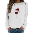thumbnail image 1 of yardsong Sparkly Rhinestones Red Wine Glasses Graphic Christmas T-Shirt for Women Long Sleeve Crewneck Pullover Top White,L, 1 of 4