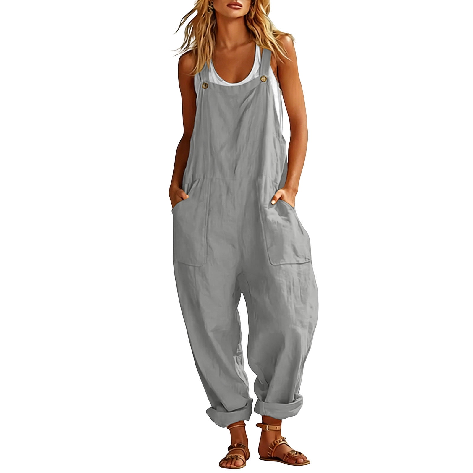 yardsong Summer Jumpsuits for Women Casual Sleeveless Wide Leg