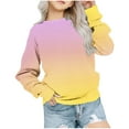 thumbnail image 1 of yardsong Teen Girls Gradient Color Sweatshirts Kids Toddler Long Sleeve Round Neck Fleece Pullover Casual Loose Fall Tunic Tops 2025 Purple,7 Years, 1 of 9