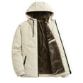 thumbnail image 1 of yardsong Thermal Coats for Men 2025 Casual Soft Hooded Puffer Coat Thick Fleece Lined Warm Outwear Winter Quilted Jacket with Pockets Khaki,M, 1 of 8