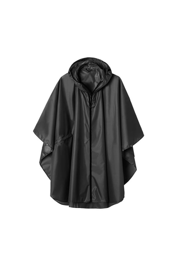 Unisex Rain Poncho for Adults Hooded Waterproof Cape Raincoat Outdoor Camping Hiking Lightweight Zip Up Rain jacket Black,XXL