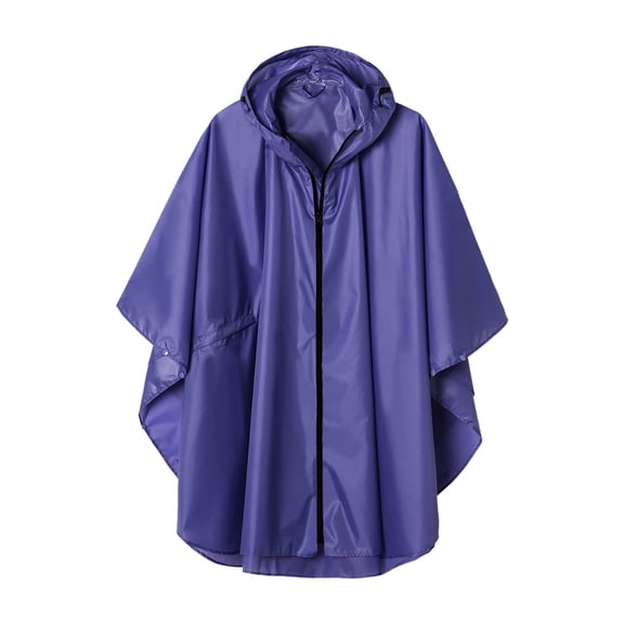 yardsong Unisex Rain Poncho for Adults Hooded Waterproof Cape Raincoat Outdoor Camping Hiking Lightweight Zip Up Rain jacket Purple,M
