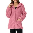 thumbnail image 1 of yardsong Winter Jackets for Women 2025 Long Sleeve Faux Fur Jacket Zipper Comfy Sherpa Fleece Warm Coat Outerwear with Pocket Pink,XXXL, 1 of 7