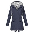 thumbnail image 1 of yardsong Women All-Season Rain Jacket Waterproof Hooded Lightweight Windbreaker with Striped Lining Multi Pocket for Outdoor & Travel Navy,M, 1 of 9