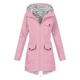 thumbnail image 1 of yardsong Women All-Season Rain Jacket Waterproof Hooded Lightweight Windbreaker with Striped Lining Multi Pocket for Outdoor & Travel Pink,L, 1 of 9