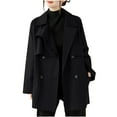 thumbnail image 1 of yardsong Women Double Breasted Trench Coat Windbreaker Lapel Long Sleeve Jacket with Belt Casual Fall Winter Loose Overcoat Black,XL, 1 of 9