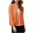 thumbnail image 1 of yardsong Women's 3/4 Sleeve Open Front Cropped Cardigan Early Fall Fashion Knit Sweater Jackets Elegant Shrugs Outerwear for Ladies 2025 Orange,M, 1 of 6