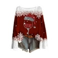 thumbnail image 1 of yardsong Women's Casual Oversized Ugly Christmas Sweaters Long Sleeve Cute Christmas Tree Crewneck Knit Pullover Tops Wine,XXL, 1 of 4
