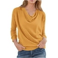 thumbnail image 1 of yardsong Women's Draped Cowl Neck Long Sleeve Tunic Blouse Top Business Dressy Casual Tunic Blouses 2025 Fall Fashion Sweater Clothes Yellow,M, 1 of 6