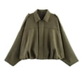 thumbnail image 1 of yardsong Women's Faux Leather Jacket Long Sleeve Zipperd Motorcycle Bomber Jackets Lightweight Bubble Hem Suede Outerwear Army Green,M, 1 of 4