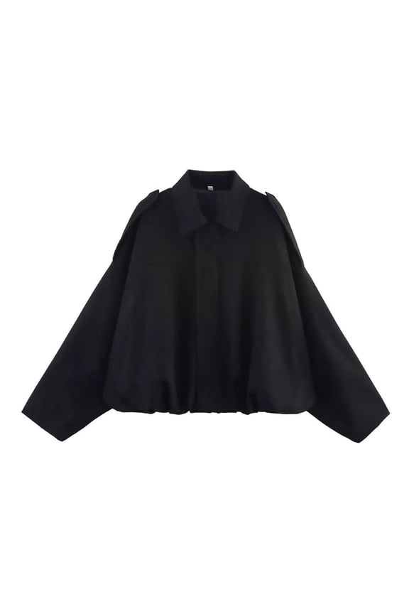 Women's Faux Suede Bomber Jacket Lapel Pilot Pocket Coat Moto Casual Oversized Long Dolman Sleeves Trendy Streetwear Navy,M