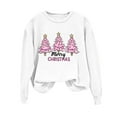 thumbnail image 1 of yardsong Women's Funny Xmas Merry Christmas Pullover Pink Xmas Tree Graphic Long Sleeve Crewneck Sweatshirt Sweater Tops White,L, 1 of 7