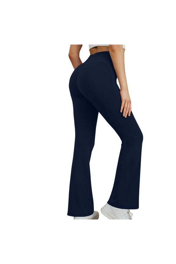 Women's High Waisted Butt Scrunch Bootcut Flare Leggings Tummy Control Seamless Booty Lifting Yoga Pants for Pilates Gym Navy ,S