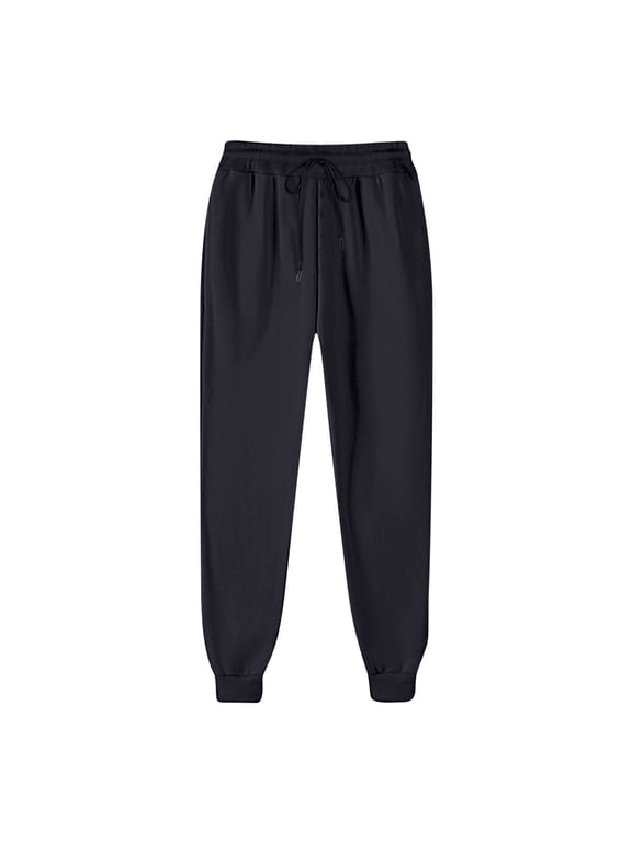 Women's Lightweight Cuffed Ankle Joggers Comfort Sweatpants with Pockets Workout Lounge Casual Pants Black,XXXL